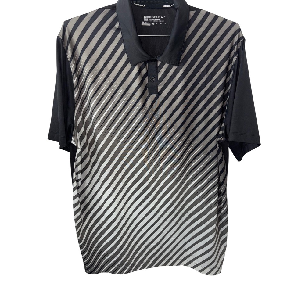 Nike Golf Tour Performance Dri-FIT Polo Shirt Men's XL Black Stripe